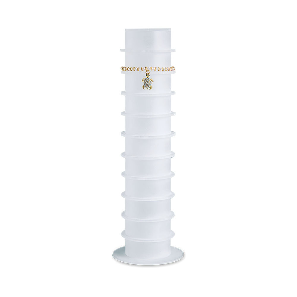 EXHIBIDOR DE ACRÍLICO FROSTED BARRA VERTICAL PARA 10 PULSERAS