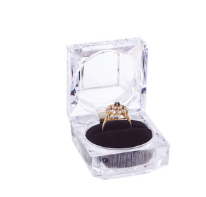 Estuche De Acrílico Cristal Para Anillo Cuadrado