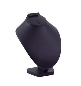 EXHIBIDOR VINIPIEL CUELLO PARA COLLAR, ARETES Y ANILLO- NEGRO Y BLANCO